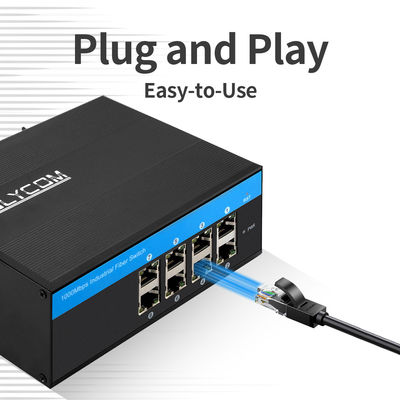 8-портовый PoE Ethernet коммутатор промышленного исполнения, неуправляемый, 120 Вт/240 Вт, DC48V, IP40