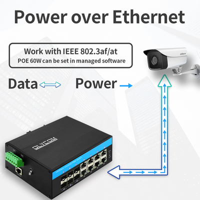 Переключатель 14 гаван POE 240W волокна SNMP CLI гигабита промышленный управляемый