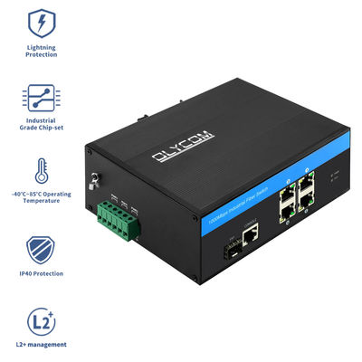 Промышленный умный управляемый Ethernet-свич с 5 портами Гигабитная сеть SFP Волоконные порты IP40