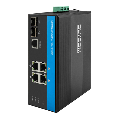 Промышленный управляемый коммутатор Ethernet 2.5G SFP Fiber Uplink Gigabit IP40 24VDC без вентилятора