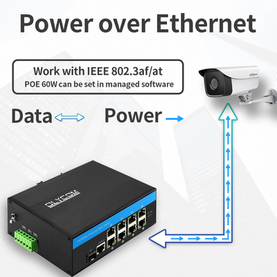 10 / волокно 100/1000Mbps к переключателю POE локальных сетей промышленному с 1 слотом SFP