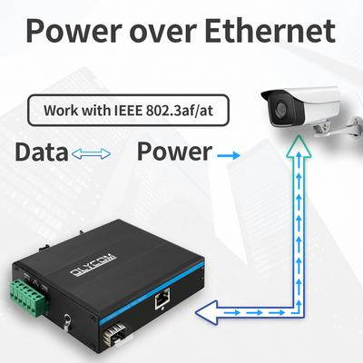 Промышленный преобразователь PoE Media 10/100M Fast Ethernet 15.4W/30W SFP Fiber для IP-камер