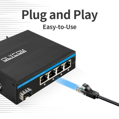 5 портов SFP PoE Switch Гигабитная сеть PoE/PoE+ 120W Бюджет DC48V без вентилятора CE FCC