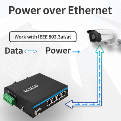 5 портов SFP PoE Switch Гигабитная сеть PoE/PoE+ 120W Бюджет DC48V без вентилятора CE FCC