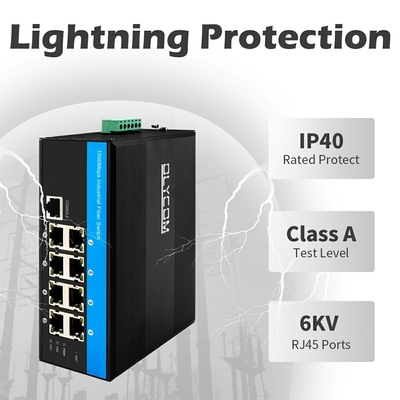 Промышленный 8-порт Гигабитная сеть POE переключатель неуправляемый DC48V Вход Выход 240W