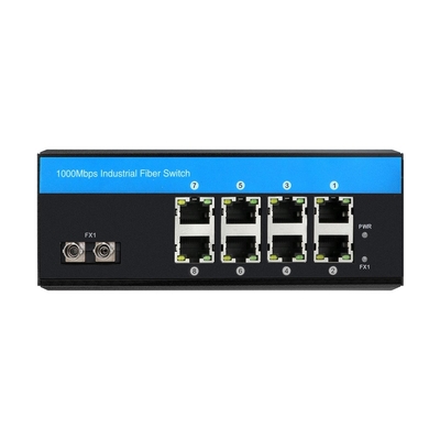 8 портов Промышленный гигабитный сетевой переключатель Unmanaged ST Fiber SingleMode 30Km DC24V