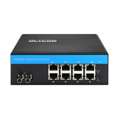 8 портов Промышленный гигабитный сетевой переключатель Unmanaged ST Fiber SingleMode 30Km DC24V