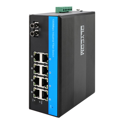8 портов Промышленный гигабитный сетевой переключатель Unmanaged ST Fiber SingleMode 30Km DC24V