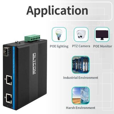Гигабитный 30W 60W PoE переключатель расширитель промышленного класса SFP волоконный бесконтрольный DC48V