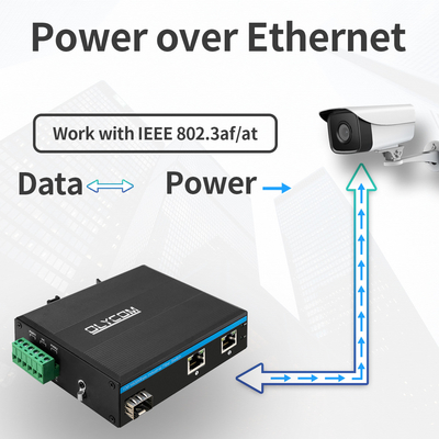 Гигабитный 30W 60W PoE переключатель расширитель промышленного класса SFP волоконный бесконтрольный DC48V