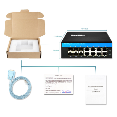 Промышленный управляемый гигабитный Ethernet-свич 1G/2.5G оптические слоты SFP ERPS кольцо IP40