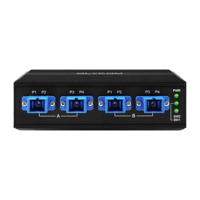 4 портовой оптический обходный переключатель SC/UPC CONNECTOR SIMPLEX 1310/1550NM DC24V DIN MOUNTED