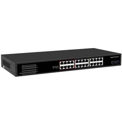 24 порта CCTV PoE переключатель Гигабитная сеть SFP оптическая подключательная связь Неуправляемый бюджет 300 Вт