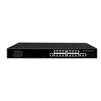 16 портов Гигабит Управляемый коммутатор PoE Коммерческий 1U Rack 300W с 2 SFP / RJ45 Uplink