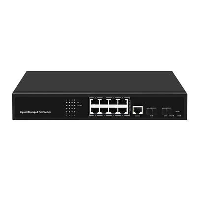 8 портов PoE Vlan Управляемый гигабитный волоконный переключатель Realtek Chip 120W Бюджетный вход AC