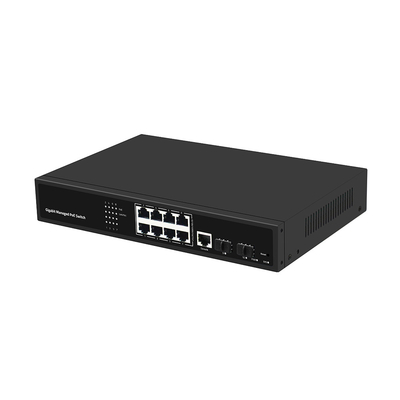 8 портов PoE Vlan Управляемый гигабитный волоконный переключатель Realtek Chip 120W Бюджетный вход AC