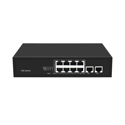 8 портов CCTV POE переключатель Fast Ethernet с 2 гигабитными медными подключениями PoE Af / At 120W Бюджет