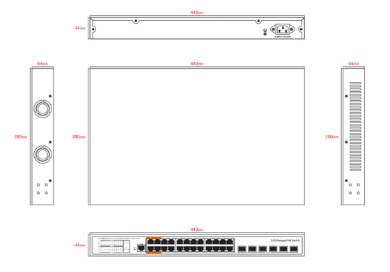 Фабричный Oem/odm L3 Управляемый Ethernet POE Switch с 24*10/100/2500mbps+6* 10Gb SFP+