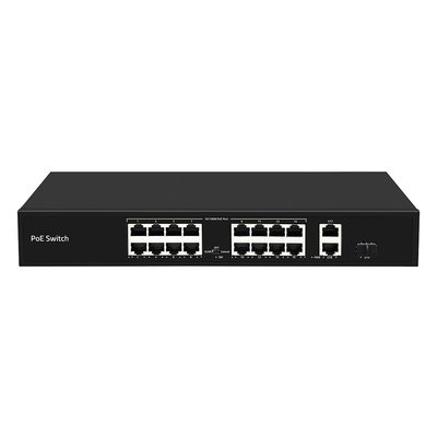 16 Порт 250-метровый PoE переключатель PoE Af/At 10/100M Поддержка режима VLAN 300 Вт Бюджет
