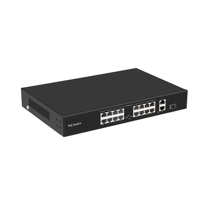 16 Порт 250-метровый PoE переключатель PoE Af/At 10/100M Поддержка режима VLAN 300 Вт Бюджет