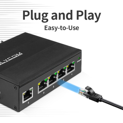 Промышленный неуправляемый коммутатор Poe 5 портов Гигабитная сеть 15.4W/30W Стандартный 120W Din Rail