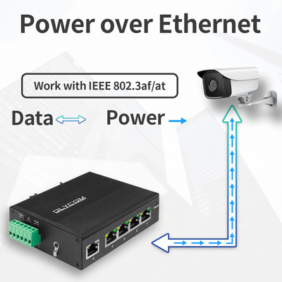 Промышленный неуправляемый коммутатор Poe 5 портов Гигабитная сеть 15.4W/30W Стандартный 120W Din Rail