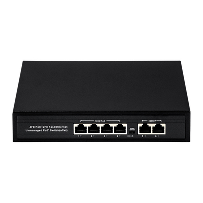 OEM ODM Быстрый Ethernet 10/100mbps 4 портовый коммутатор Poe с 2 подключенными портами