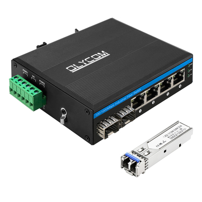 6-портный коммутатор промышленной сети с 2 волокнами и 4 авто-МДИ/MDIX RJ45 портами