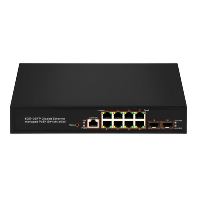 8 портов Гигабит Управляемый коммутатор PoE SFP Волоконно-оптический 120 Вт Бюджетный AC Ввод Чип Realtek