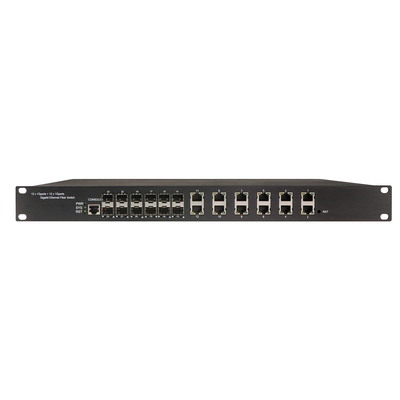 1U Rack 24 порта Гигабит L2 управляемый Коммутатор POE промышленной сети с 12 RJ45+12 SFP