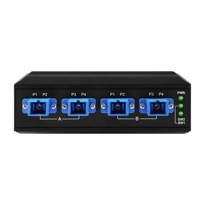 4-канальный промышленный оптический обходный переключатель с входом Din Rail DC24V и низкой потерей вставки для телекоммуникаций