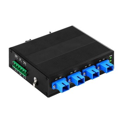 4-канальный промышленный оптический обходный переключатель с входом Din Rail DC24V и низкой потерей вставки для телекоммуникаций