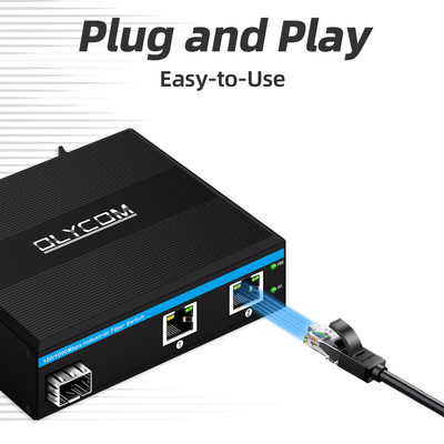 Mini Din Rail Ethernet Fiber Switch 100/1000M 60W POE Бюджет DC48V Неуправляемый