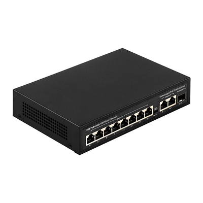 120 Вт Неуправляемый POE Switch 8 PoE 10/100/1000Mbps + 2 LAN 10/100/1000Mbps + 1SFP 100/1000M