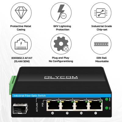 5 портов Гигабит Неуправляемый POE переключатель DC48-52V Электроснабжение Ethernet переключатель для наружного использования