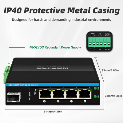 5 портов Гигабит Неуправляемый POE переключатель DC48-52V Электроснабжение Ethernet переключатель для наружного использования