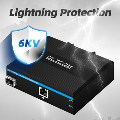 Mini 2 Port 10/100mpbs Fiber Media Converter с коммутатором Ethernet LC 1RJ45+1SFP для наружного использования