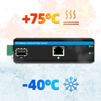 Mini 2 Port 10/100mpbs Fiber Media Converter с коммутатором Ethernet LC 1RJ45+1SFP для наружного использования