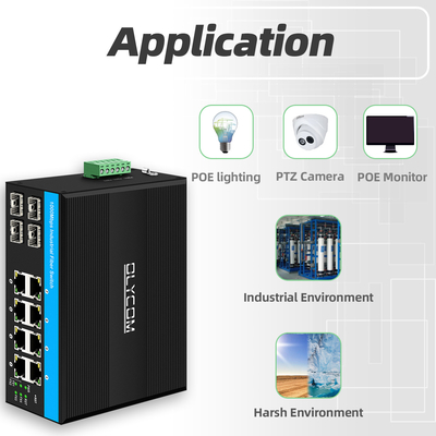 Гигабитный 12 портовый промышленный PoE Ethernet Switch IEEE 802.3af/at RJ45