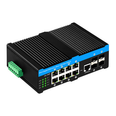 10G Industrial POE Switch с 8 гигабитными портами POE и 4 10G SFP Uplink - 6KV защитой от перенапряжений L2 Managed Network Switch