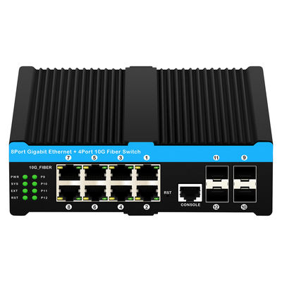 10G Industrial POE Switch с 8 гигабитными портами POE и 4 10G SFP Uplink - 6KV защитой от перенапряжений L2 Managed Network Switch