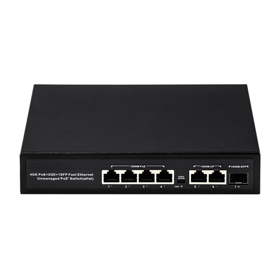 1000 Мбит / с 4 * RJ45 + 2 порт подключения +1 * SFP сеть Гигабитный POE переключатель Гигабитный неуправляемый Ethernet Fiber Switch