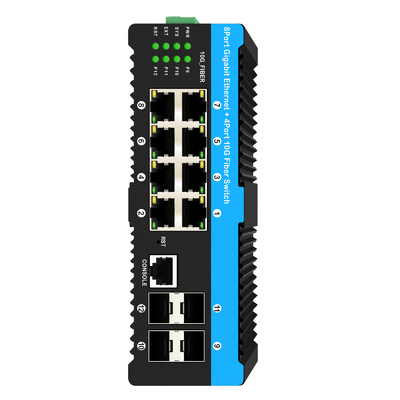 10G Fiber Industrial Managed PoE Switch Гигабитный Ethernet 8 портов PoE 240 Вт Чип Realtek