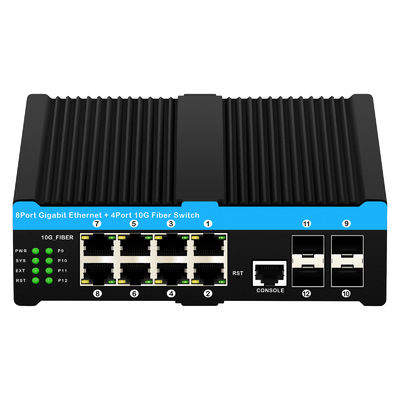 10G Fiber Industrial Managed PoE Switch Гигабитный Ethernet 8 портов PoE 240 Вт Чип Realtek