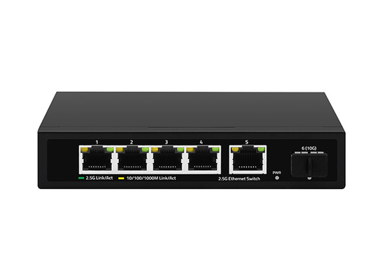 5 портов 2.5G Ethernet Switch 10G Fiber Uplink Неуправляемая скорость сети с автоматическим сенсором