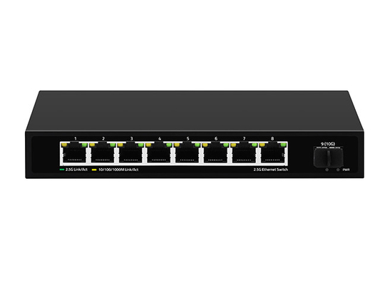 8 портов 2.5G Сетевой коммутатор Неуправляемый 10G Волоконный DC12V Вход без вентилятора Авто-адаптивная скорость