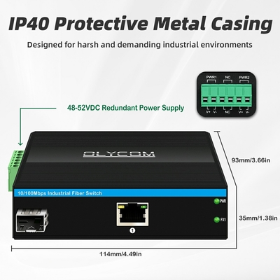10/100m 2 Port Industrial Network Switch Ethernet Неуправляемый DIN рельсовый коммутатор сети с защитой уровня IP40