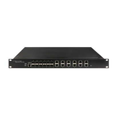 1U Rack gigabit 24 порта управляемый Ethernet Poe переключатель с 12 RJ45 + 12 SFP AC100-240V вход промышленный переключатель