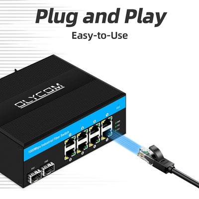 промышленный гигабитный 8-портный ди-рельсовый Ethernet POE переключатель DC48-52V с двойным входом