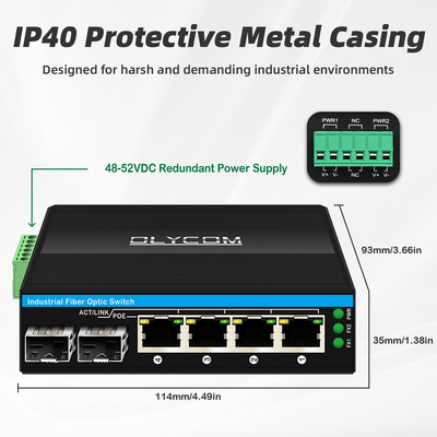 Мини 6 портов гигабитный Ethernet переключатель Poe переключатель din рельс 2 sfp+ 4 RJ45 DC48-52V двойной вход